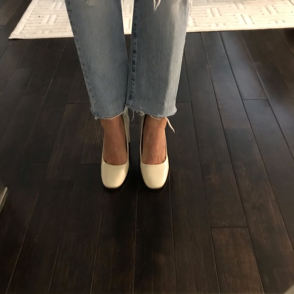 Zara Shoes - Zara off white patent leather block heel shoes 6